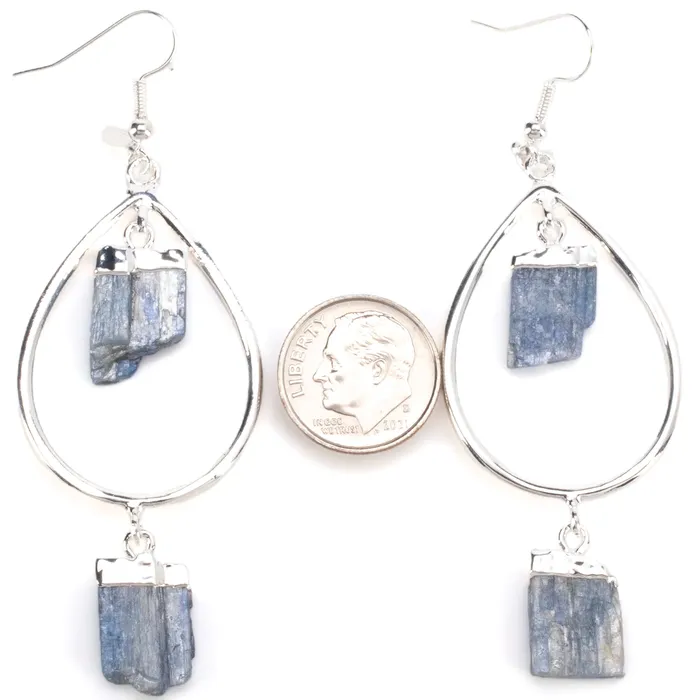 Kalifano Earrings Kyanite Crystal Drop Earrings with French Hook