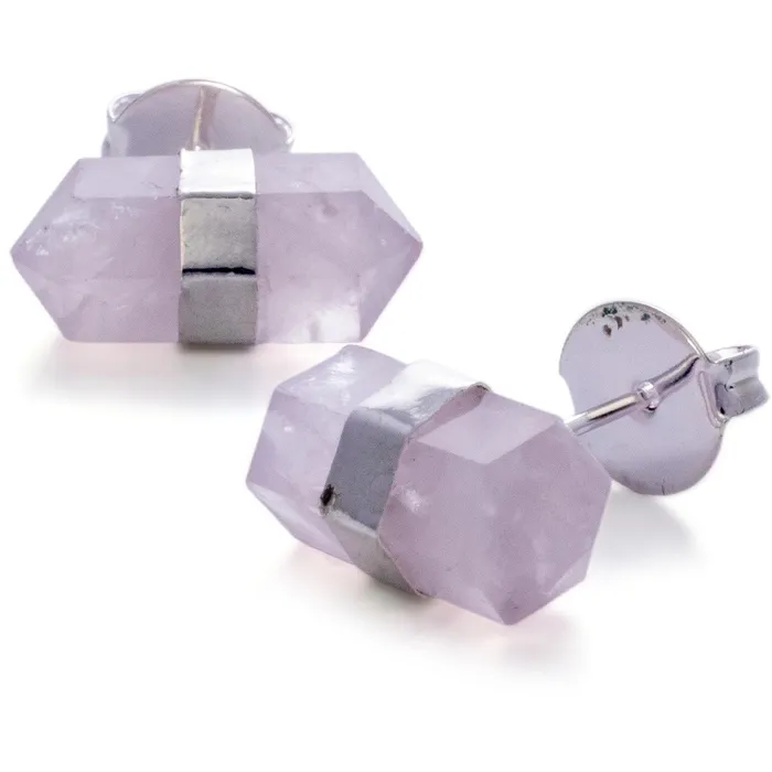 Kalifano Earrings Rose Quartz Stud Earrings
