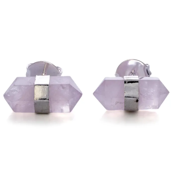 Kalifano Earrings Rose Quartz Stud Earrings