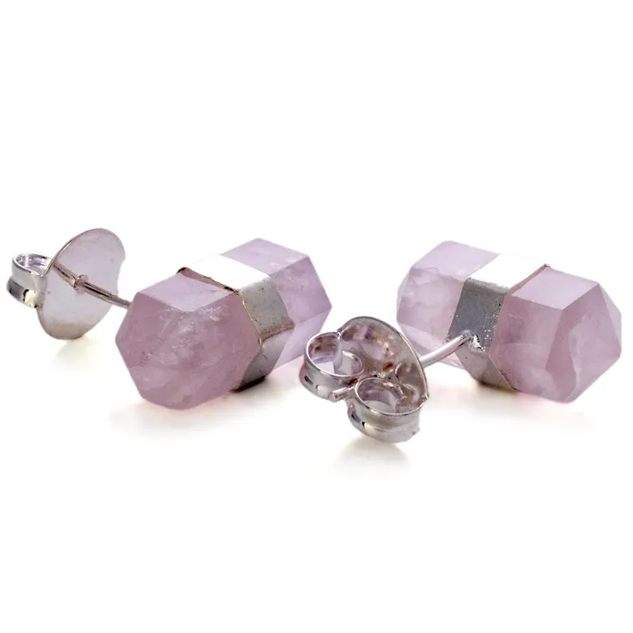 Kalifano Earrings Rose Quartz Stud Earrings