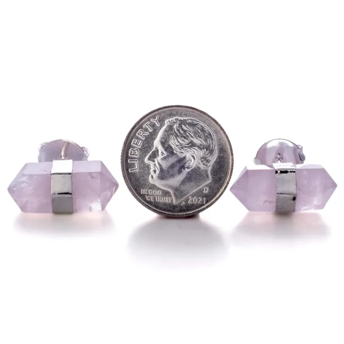 Kalifano Earrings Rose Quartz Stud Earrings