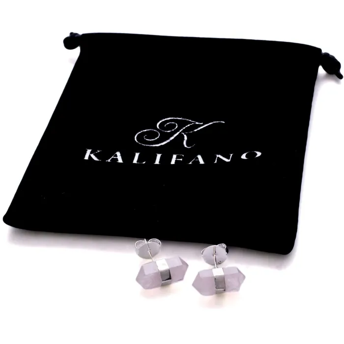 Kalifano Earrings Rose Quartz Stud Earrings