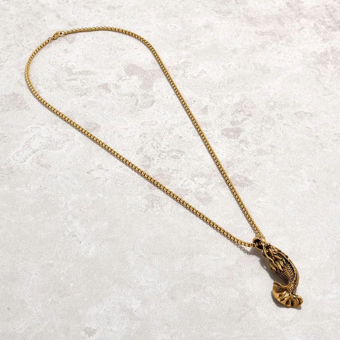 Kalifano Necklaces Gold Carp Fish Steel Hearts Necklace
