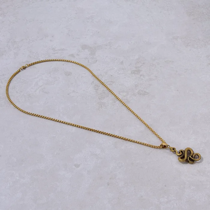 Kalifano Necklaces Gold Snake Steel Hearts Necklace
