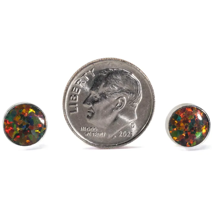 Kalifano Rainbow Opal Circle Earrings Handmade with Sterling Silver Earrings