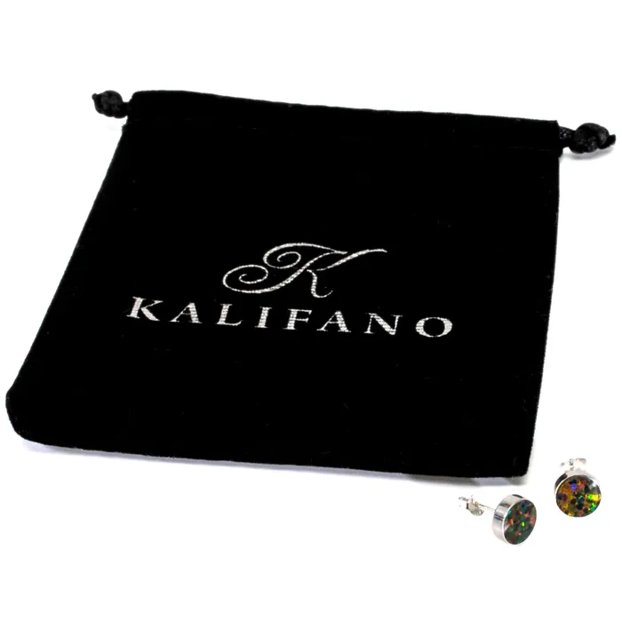 Kalifano Rainbow Opal Circle Earrings Handmade with Sterling Silver Earrings