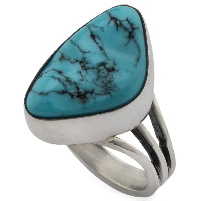 Kalifano Rings King Manassa Turquoise USA Handmade 925 Sterling Silver Ring