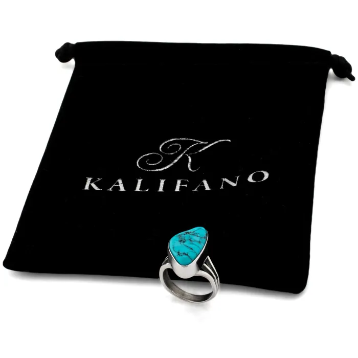 Kalifano Rings King Manassa Turquoise USA Handmade 925 Sterling Silver Ring