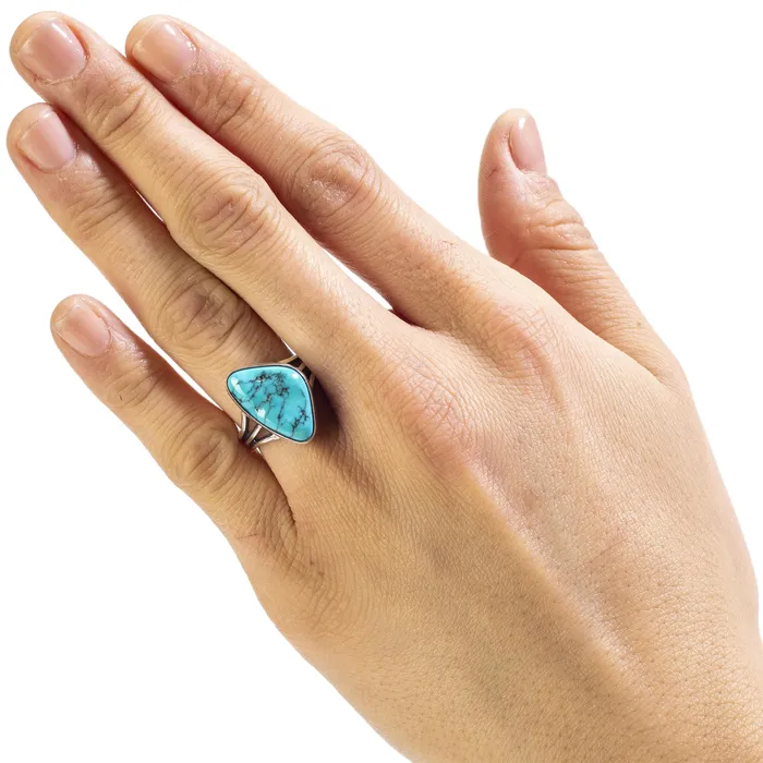 Kalifano Rings King Manassa Turquoise USA Handmade 925 Sterling Silver Ring
