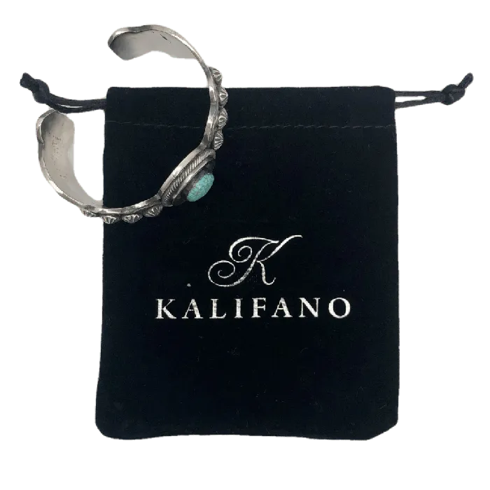 Kalifano Rings Leon Martinez 8 Spider Web Turquoise Native American 925 Sterling Silver Cuff