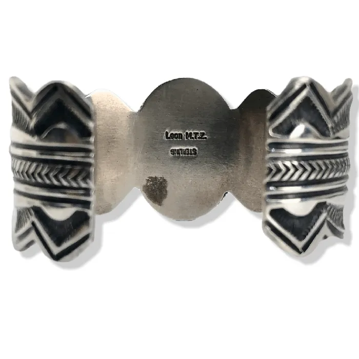 Kalifano Rings Leon Martinez 8 Spider Web Turquoise Native American 925 Sterling Silver Cuff