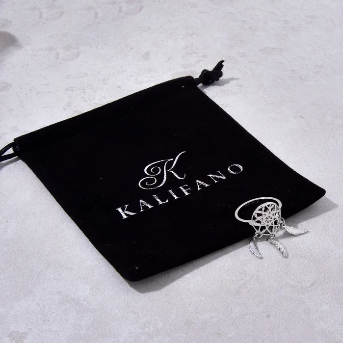 Kalifano Rings Silver Dreamcatcher Steel Hearts Ring