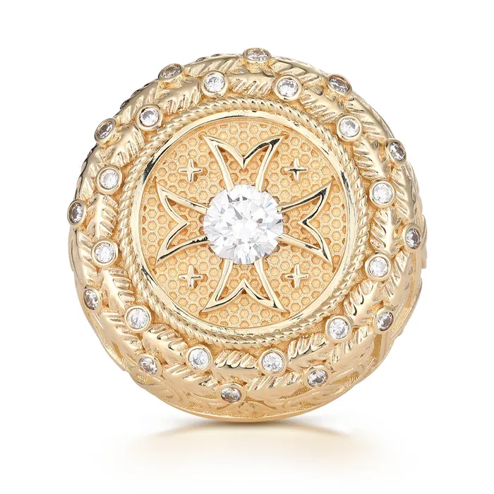 Large Maltese Cross Ring With Diamonds LJ Rings