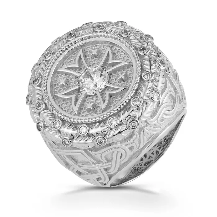 Large Maltese Cross Ring With Diamonds LJ Rings
