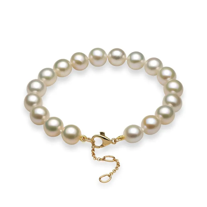 Maui Divers Jewelry Bracelets 759 Adjustable White Freshwater Pearl Bracelet in Gold 910mm