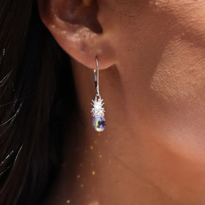 Maui Divers Jewelry Crystal Pineapple Earrings in Sterling Silver Earrings Maui Divers Jewelry Crystal Pineapple Earrings in Sterling Silver Earrings