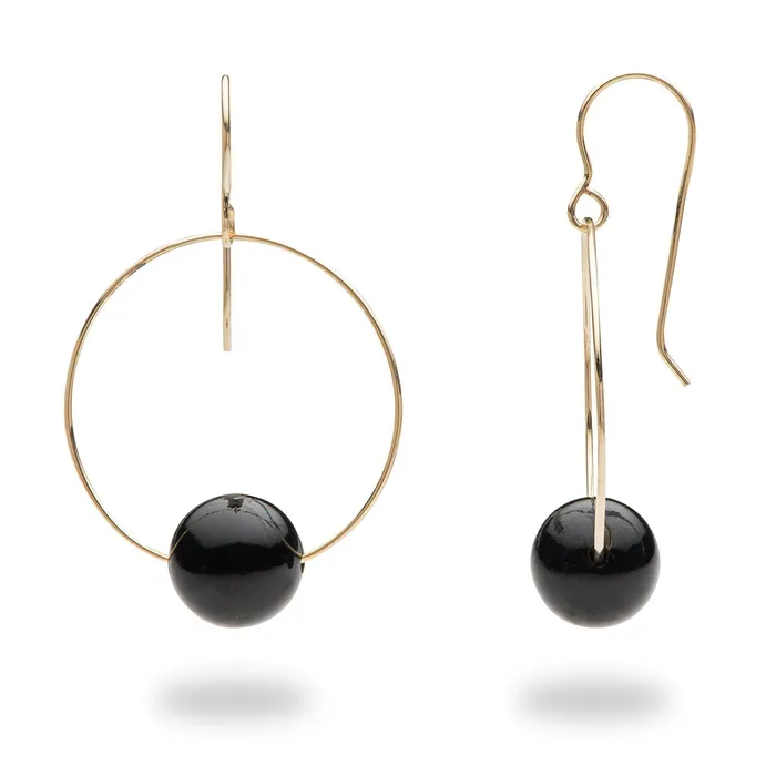 Maui Divers Jewelry Earrings Hawaiian Black Coral Earrings in Gold 999mm