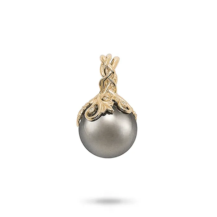 Maui Divers Jewelry Living Heirloom Tahitian Black Pearl Pendant in Gold with Diamonds 1415mm Necklaces Maui Divers Jewelry Living Heirloom Tahitian Black Pearl Pendant in Gold with Diamonds 1415mm Necklaces