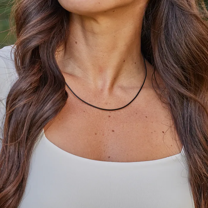 Maui Divers Jewelry Necklaces Black Rubber Cord Chain in Sterling Silver Maui Divers Jewelry Necklaces Black Rubber Cord Chain in Sterling Silver