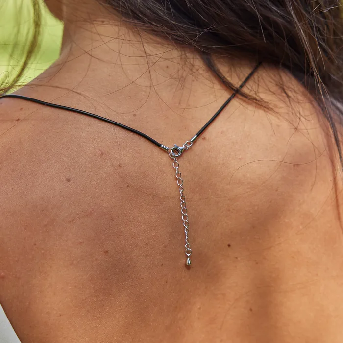 Maui Divers Jewelry Necklaces Black Rubber Cord Chain in Sterling Silver Maui Divers Jewelry Necklaces Black Rubber Cord Chain in Sterling Silver