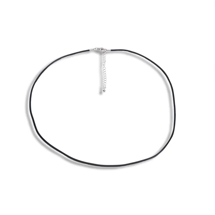 Maui Divers Jewelry Necklaces Black Rubber Cord Chain in Sterling Silver Maui Divers Jewelry Necklaces Black Rubber Cord Chain in Sterling Silver
