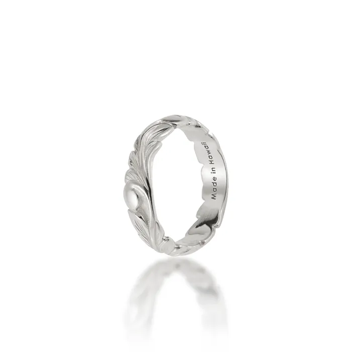 Maui Divers Jewelry Rings Hawaiian Heirloom Old English Scroll Ring in White Gold 45mm