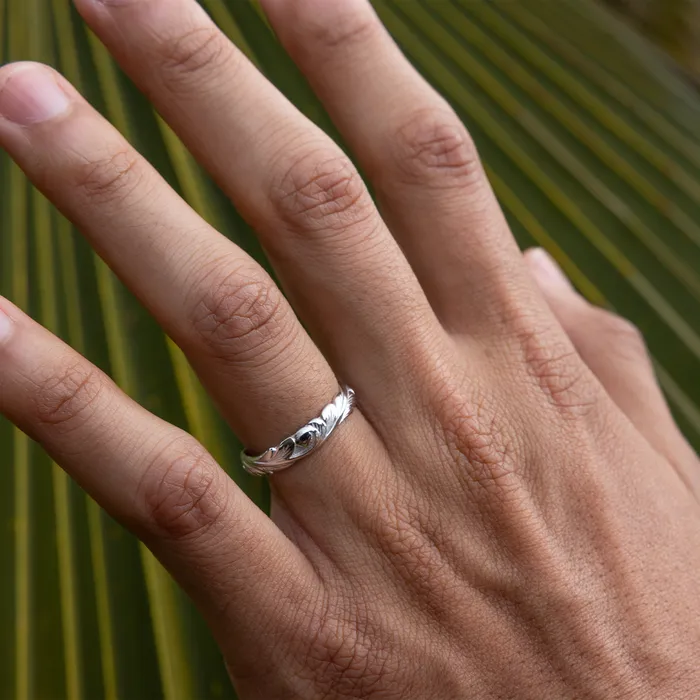 Maui Divers Jewelry Rings Hawaiian Heirloom Old English Scroll Ring in White Gold 45mm
