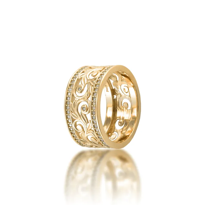 Maui Divers Jewelry Rings Living Heirloom Ring in Gold with Diamonds 10mm