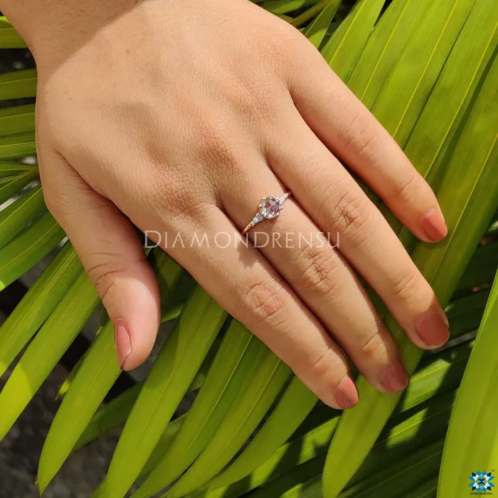 Muse 065 TCW Round Rose Cut Classic Moissanite Engagement Ring Diamondrensu Rings