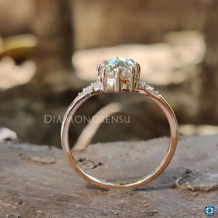 Muse 065 TCW Round Rose Cut Classic Moissanite Engagement Ring Diamondrensu Rings