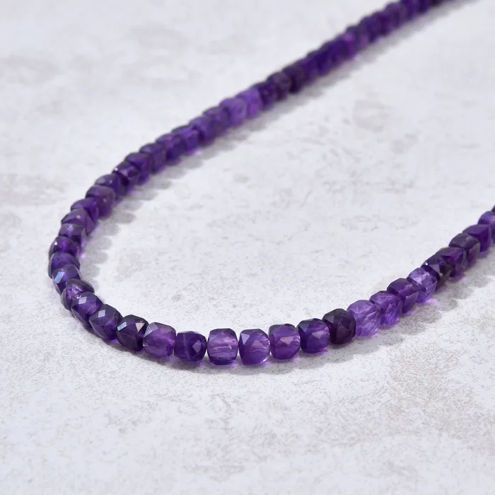 Natural Amethyst Faceted 4mm Barrel 16 Necklace with Sterling Silver Extender KALIFANO Necklaces
