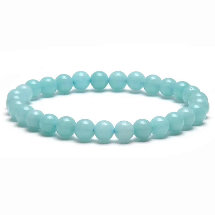 Natural Blue Amazonite 6mm Gemstone Bead Elastic Bracelet Kalifano Bracelets