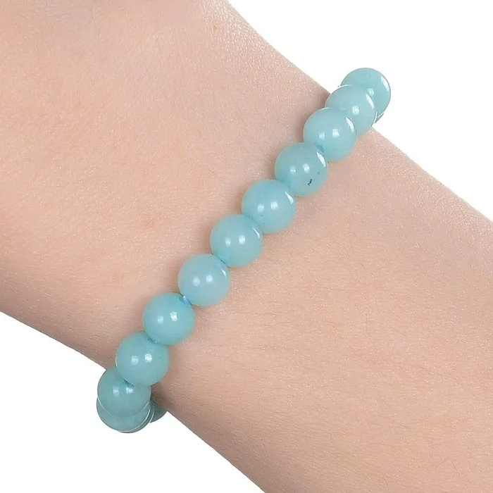 Natural Blue Amazonite 6mm Gemstone Bead Elastic Bracelet Kalifano Bracelets