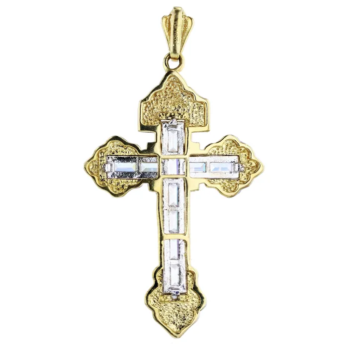 Necklaces DecadenceJewelry 14K Yellow White Gold 55x30MM Baguette Cross Pendant Necklaces DecadenceJewelry 14K Yellow White Gold 55x30MM Baguette Cross Pendant