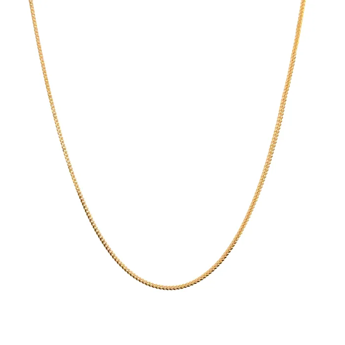 Necklaces Gold Palace 22k Yellow Gold Fox Chain measuring 1mm width x 18 inch length Necklaces Gold Palace 22k Yellow Gold Fox Chain measuring 1mm width x 18 inch length