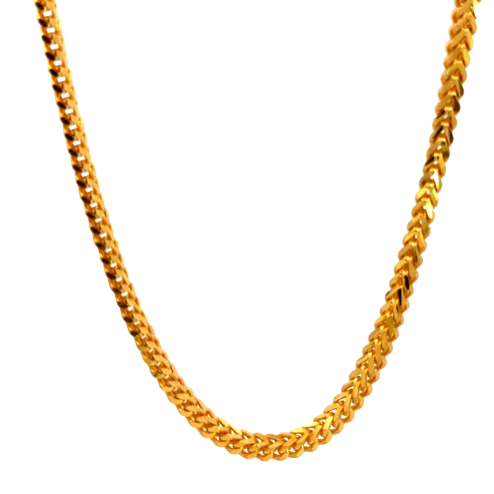 Necklaces Gold Palace 22k Yellow Gold Mens Franco Chain measuring 33mm width x 22 inch length Necklaces Gold Palace 22k Yellow Gold Mens Franco Chain measuring 33mm width x 22 inch length