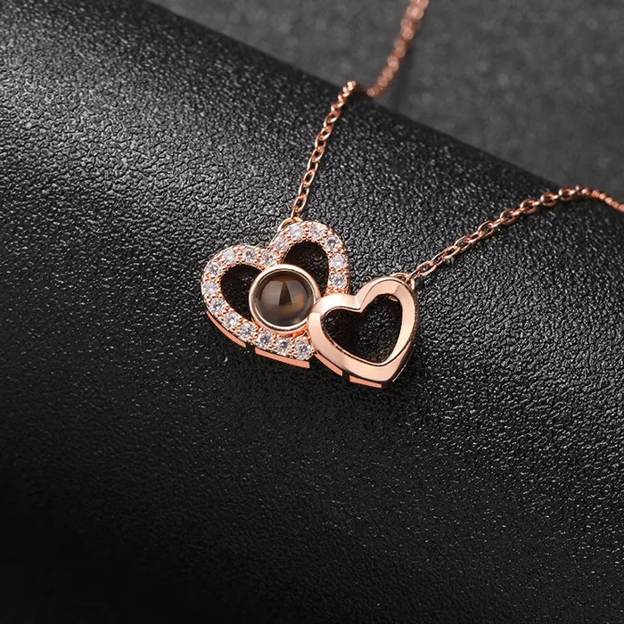Necklaces Hidden Forever Custom Eternal Bond TwoHeart Projection Necklace