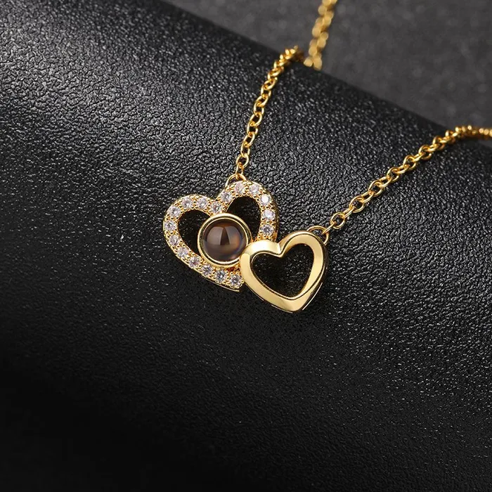 Necklaces Hidden Forever Custom Eternal Bond TwoHeart Projection Necklace