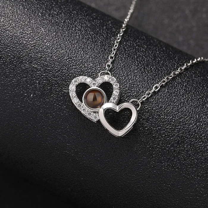 Necklaces Hidden Forever Custom Eternal Bond TwoHeart Projection Necklace