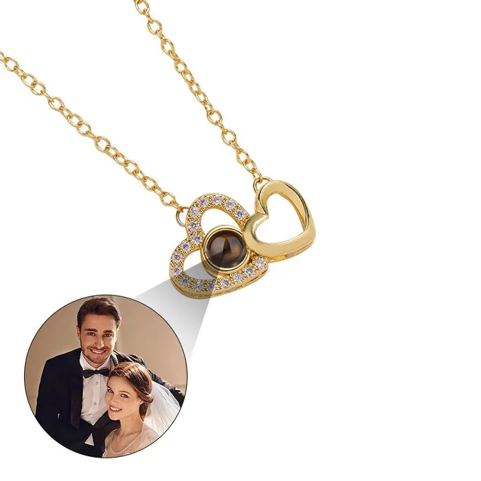 Necklaces Hidden Forever Custom Eternal Bond TwoHeart Projection Necklace