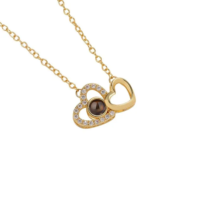 Necklaces Hidden Forever Custom Eternal Bond TwoHeart Projection Necklace