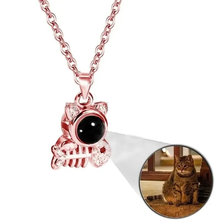Necklaces Hidden Forever Custom Photo Projection Pet Fishbone Shape Necklace