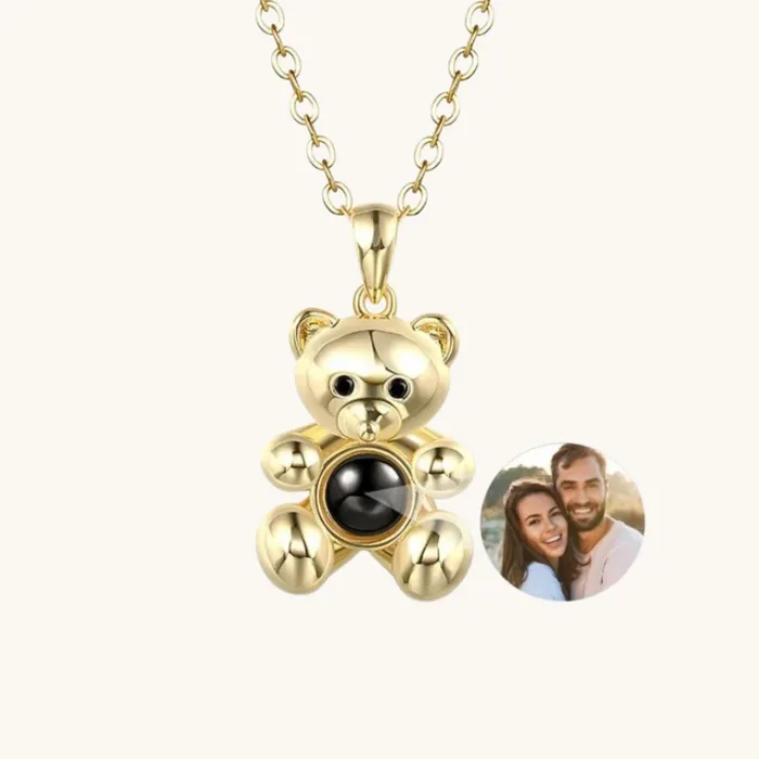 Necklaces Hidden Forever Teddy Bear Hidden Photo Necklace