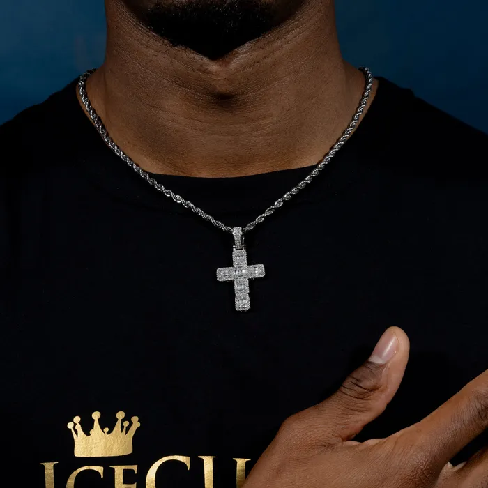 Necklaces ICECLIQUE JEWELRY Baguette Cross Pendant