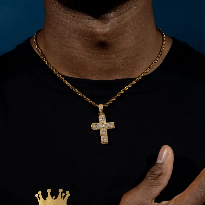 Necklaces ICECLIQUE JEWELRY Baguette Cross Pendant