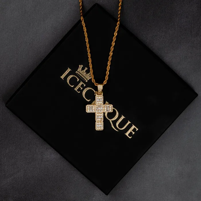 Necklaces ICECLIQUE JEWELRY Baguette Cross Pendant
