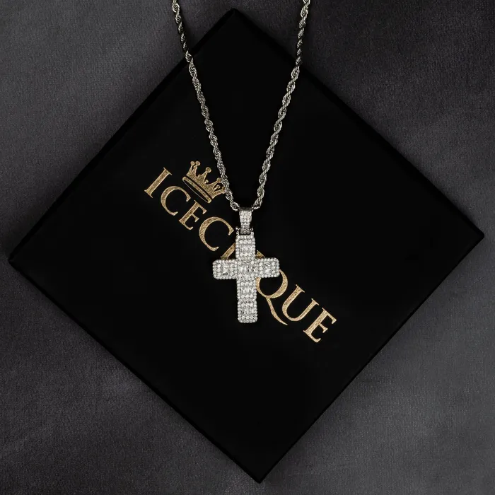 Necklaces ICECLIQUE JEWELRY Baguette Cross Pendant