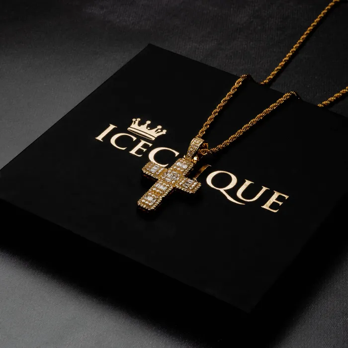 Necklaces ICECLIQUE JEWELRY Baguette Cross Pendant