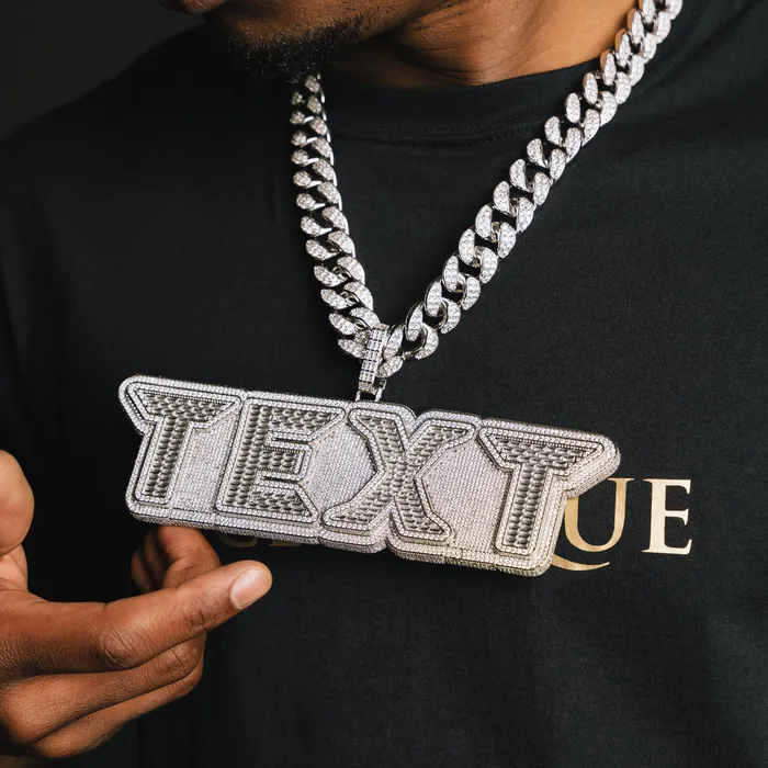Necklaces ICECLIQUE JEWELRY Custom Baguette Neon Font Pendant