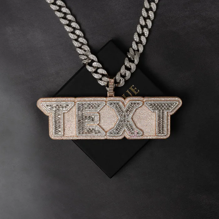 Necklaces ICECLIQUE JEWELRY Custom Baguette Neon Font Pendant